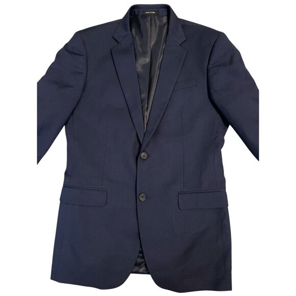 Egara Mens Sport Coat Two Button Deep Navy Rayon Poly Blend Extreme Slim Fit 38L
